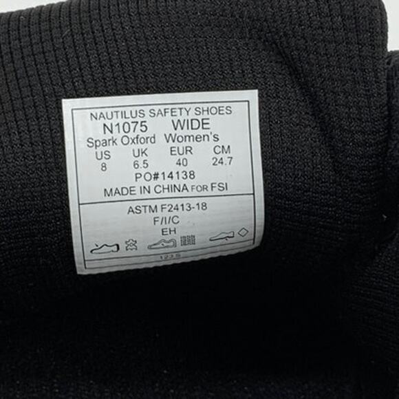 Nautilus Size 8W White Spark Oxford Work Shoes Lace Up Carbon Safety Toe M31-5 - Picture 6 of 9